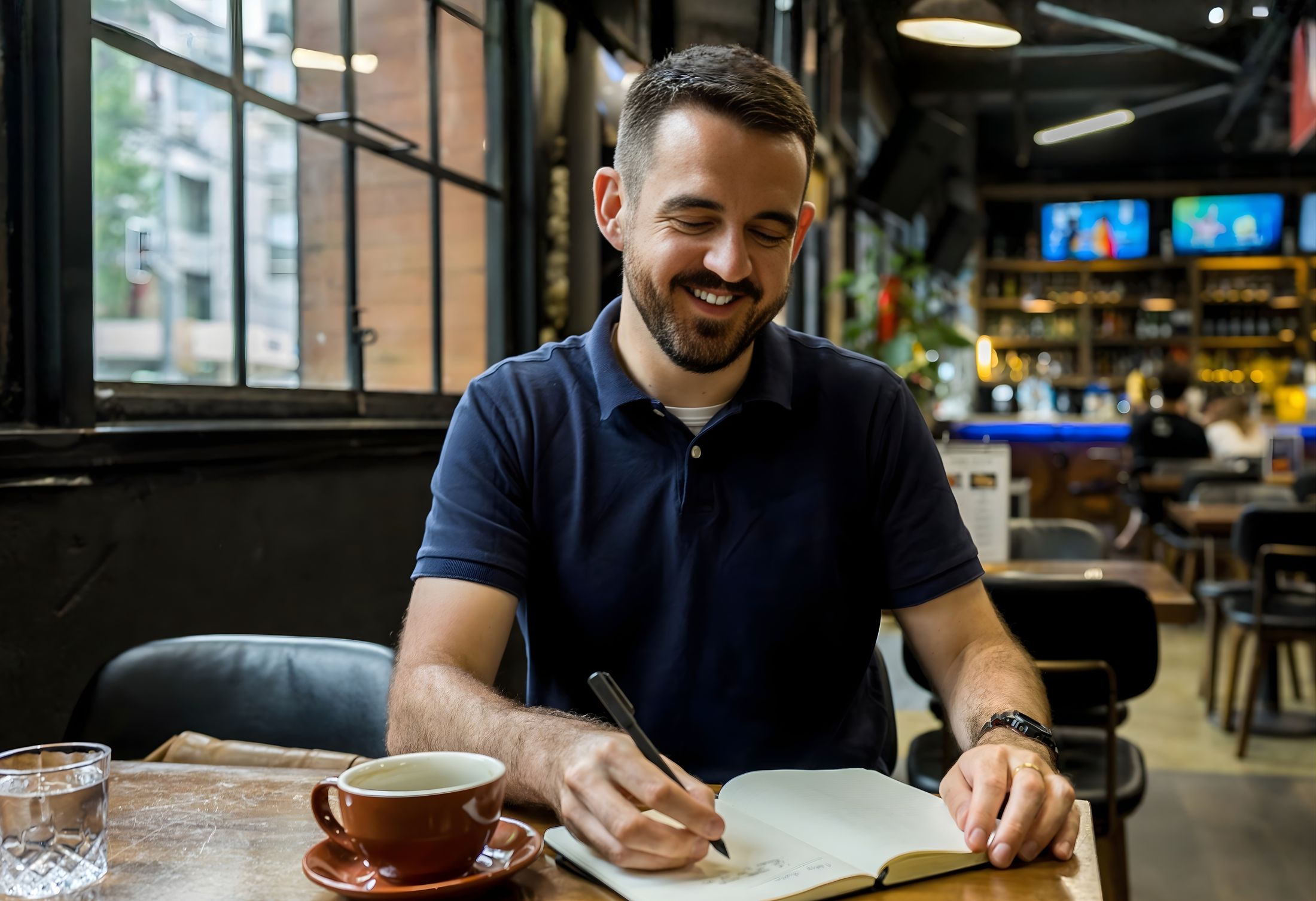 Shane Leaning, organisational coach and author, working at his desk